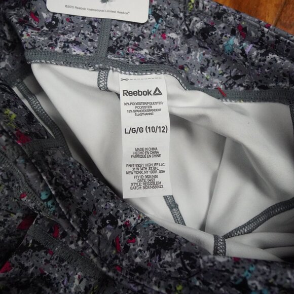 REEBOK Girls Youth 10/12 Athletic Gym Workout Leggings Pants Gray Pink - Picture 6 of 7